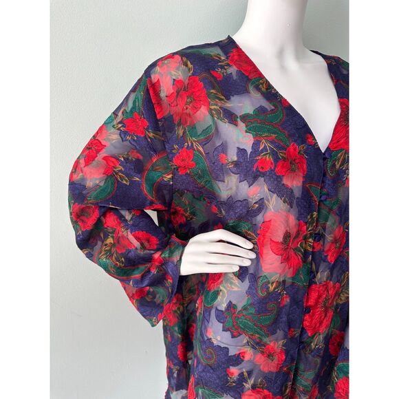 Vintage Victoria's Secret Gold Label Sheer Rose Floral Paisley Top Blouse size L - Picture 4 of 7